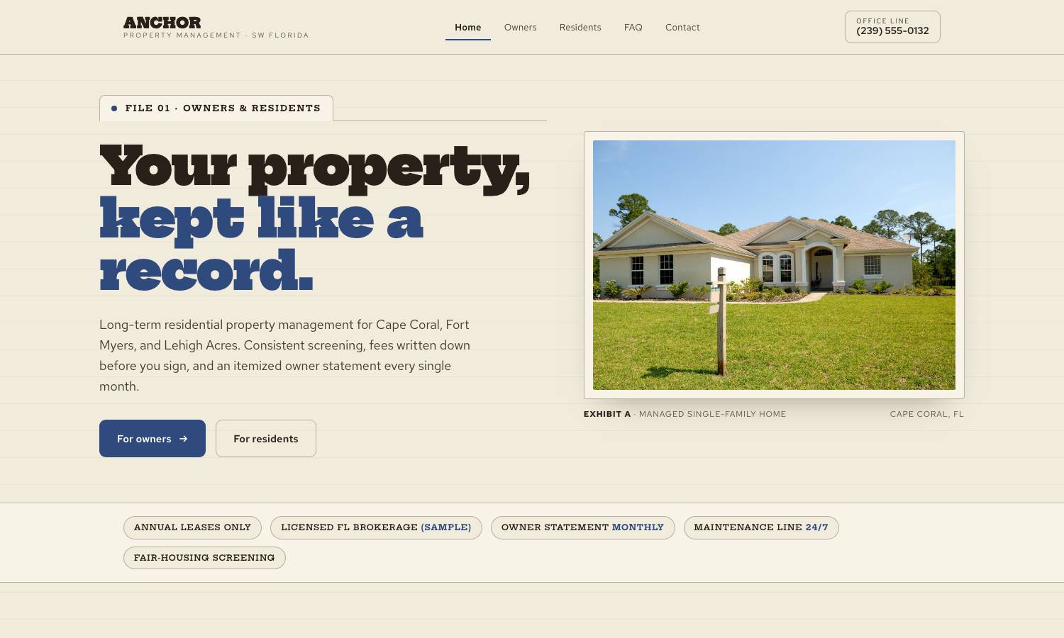 Anchor Property Management website preview