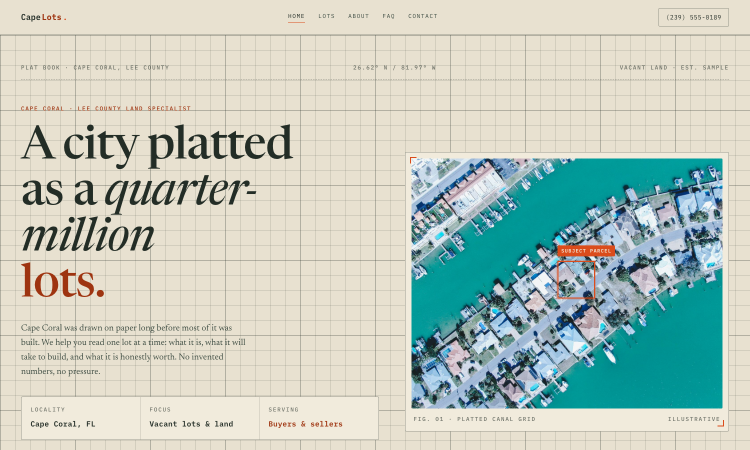 CapeLots website preview