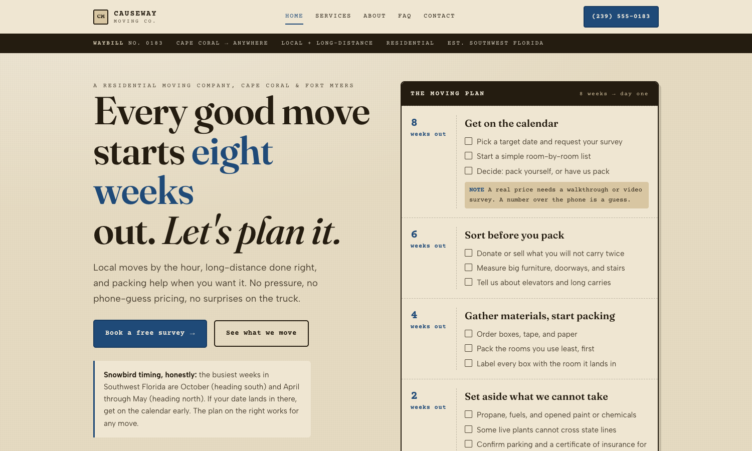 Causeway Moving Co. website preview