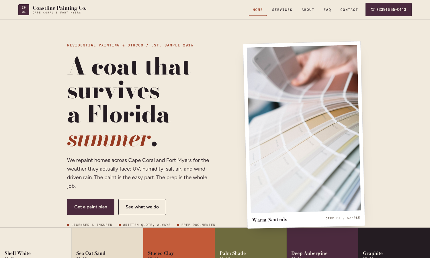 Coastline Painting Co. website preview