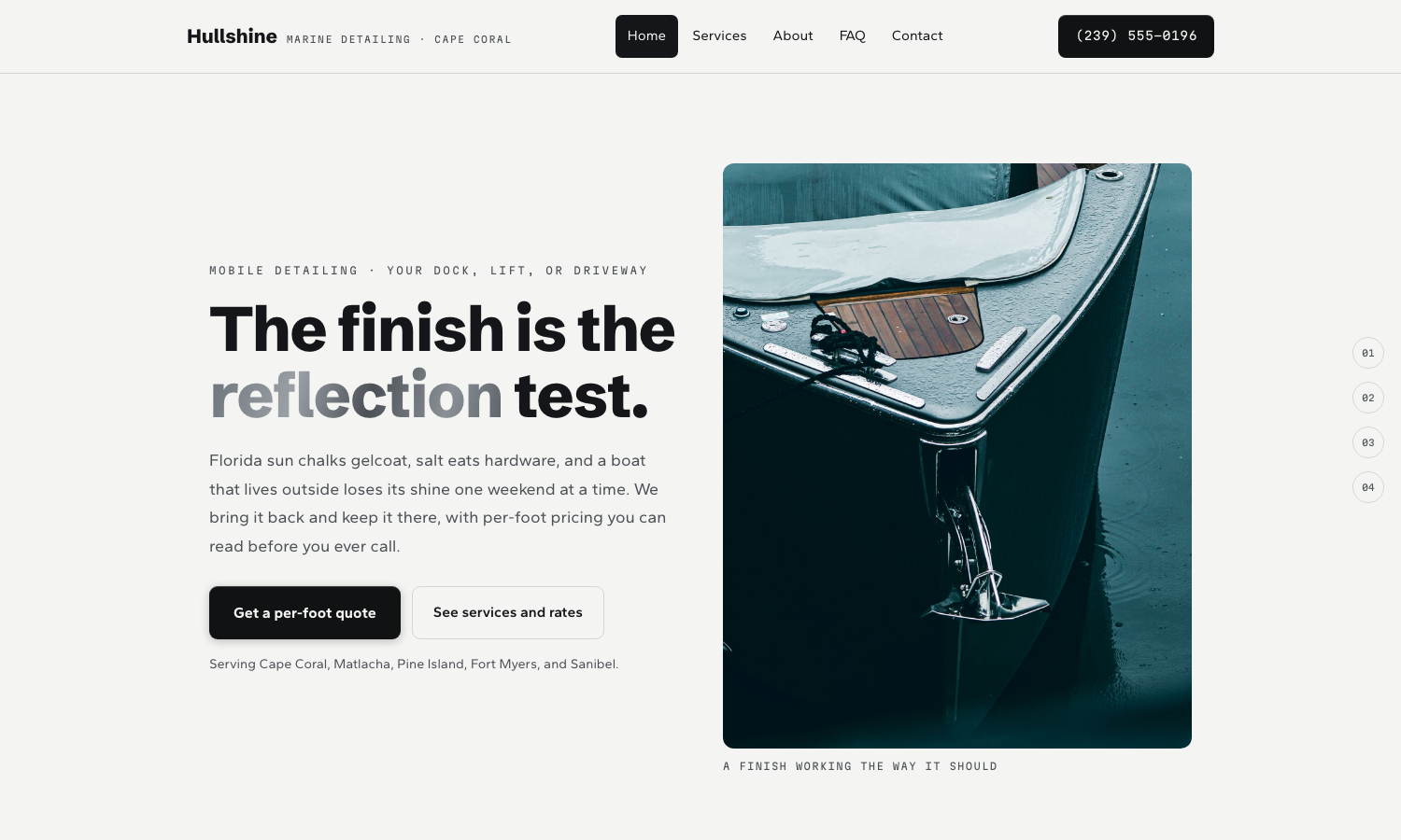 Hullshine Marine Detailing website preview