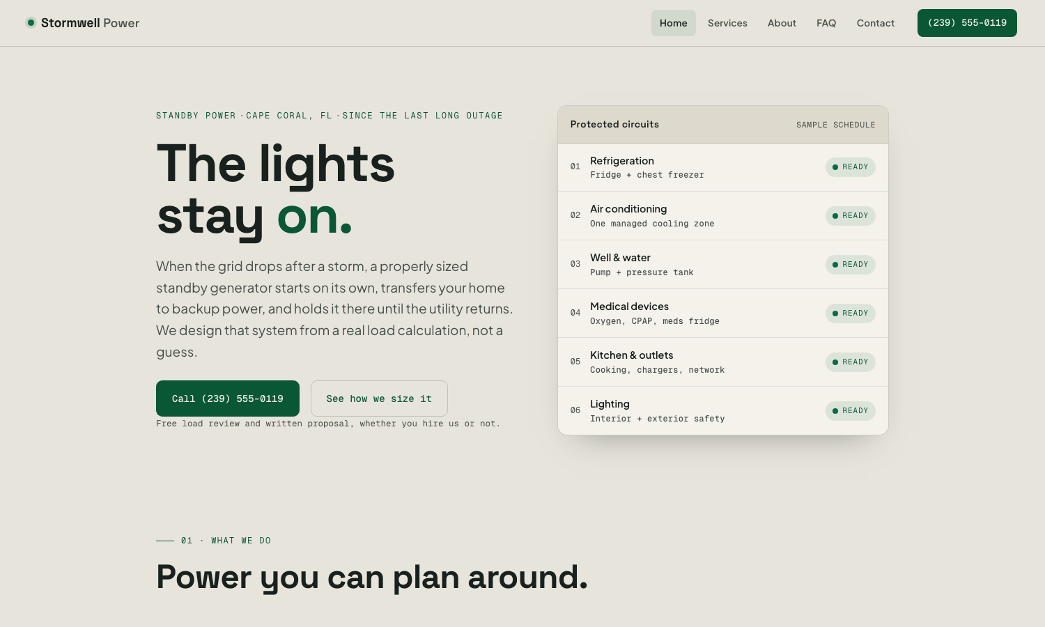Stormwell Power Systems website preview