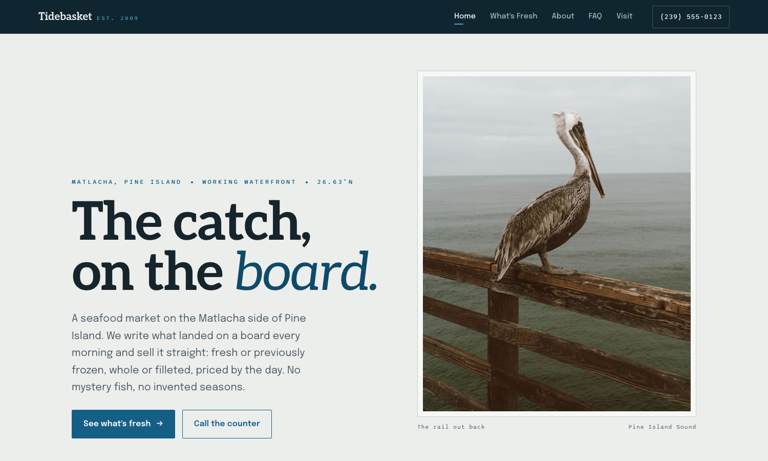 Tidebasket Seafood Market website preview